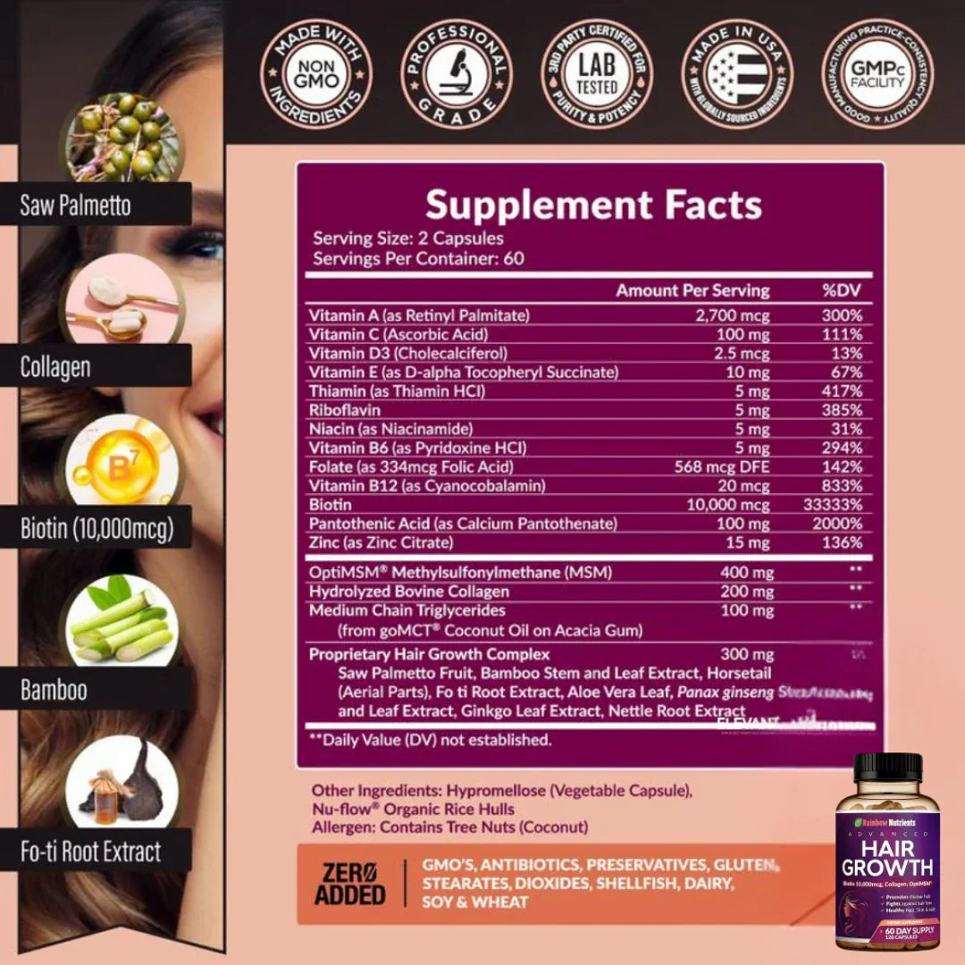 Vitamina Avanzada 24 en 1 para el Crecimiento del Cabello